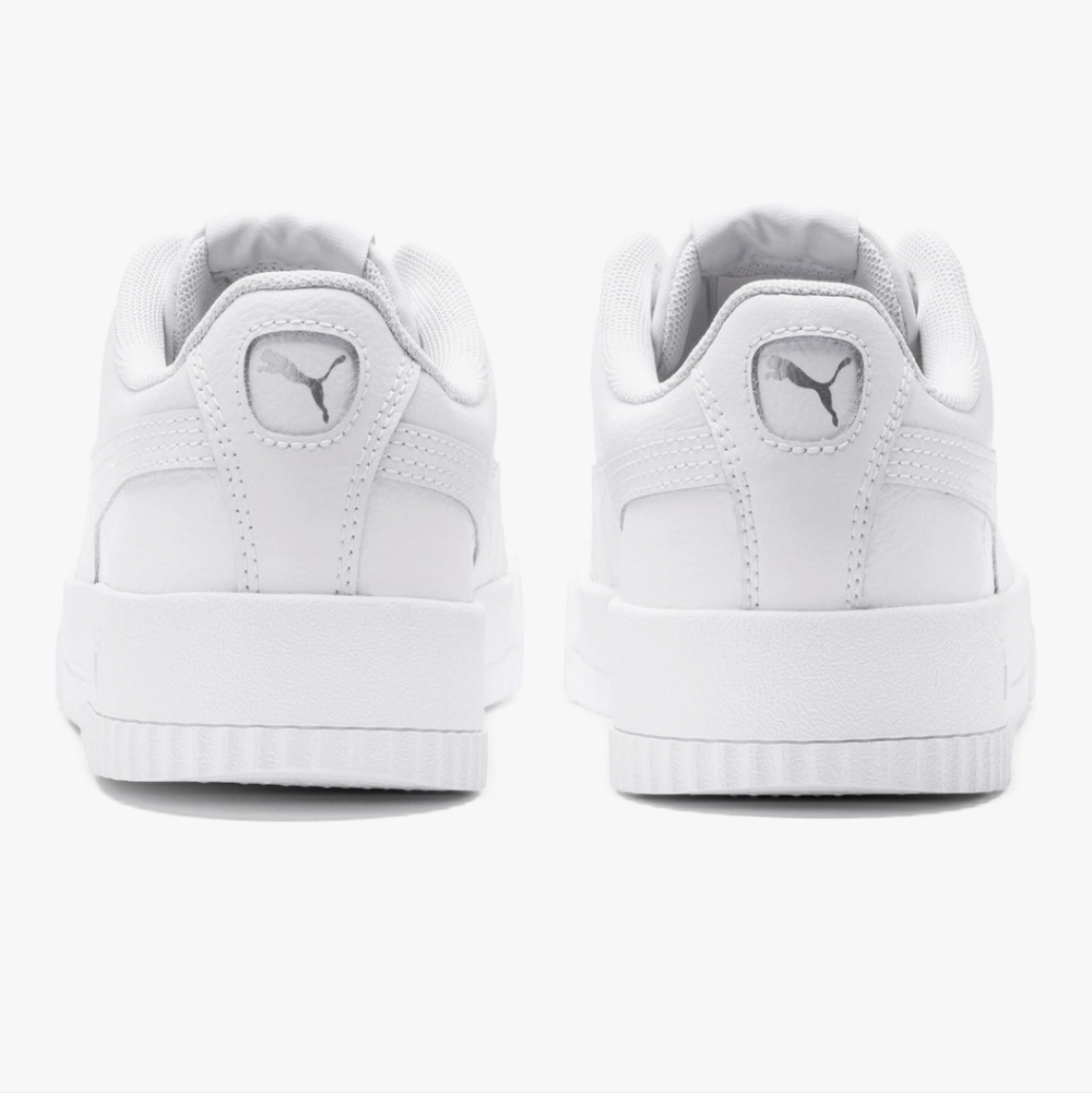 Puma All-White Leather Low-Top Platform Sneakers Size 8.5 - Picture 2 of 7